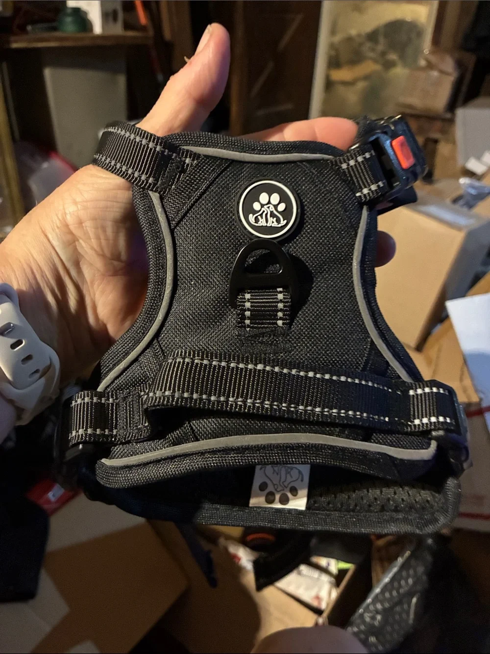 Black Dog Harness with Reflective Trim - Comfort Fit